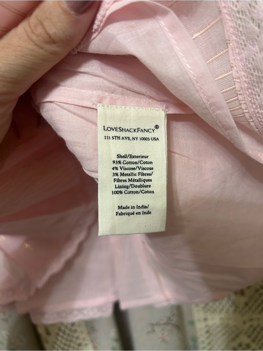 LoveShackFancy Ollyn Pink Shimmer Smocked Tiered Mini Skirt NWT Large - Picture 4 of 5